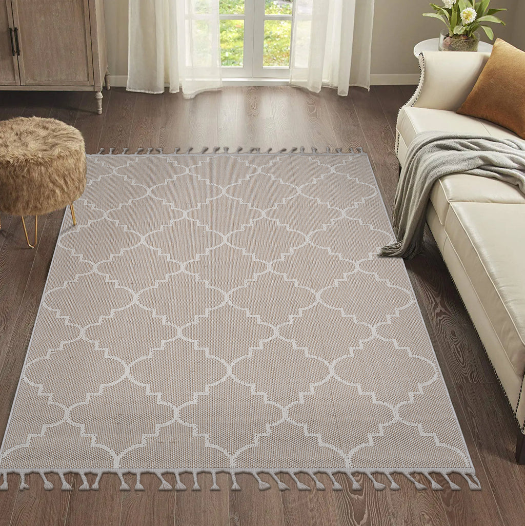 Leoglint 4X6 Ivory /Trellis Indoor/Outdoor Area Rug