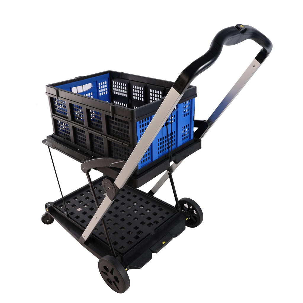 Leoglint Garden cart Folding service cart with wheels double-decker, shopping, library, office warehouse moving carts