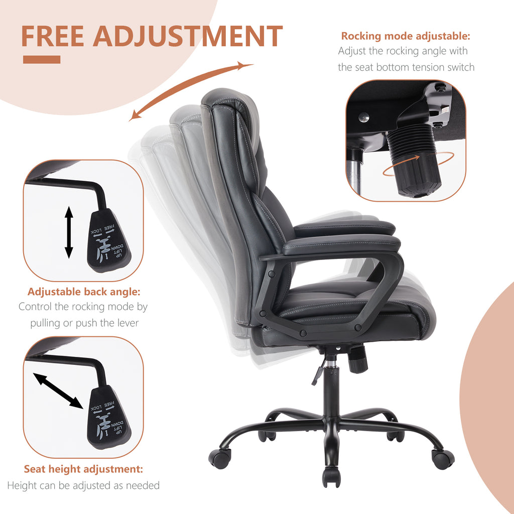 Leoglint Sweetcrispy Home Office Chair Ergonomic PU Leather Desk Chair with Armrests