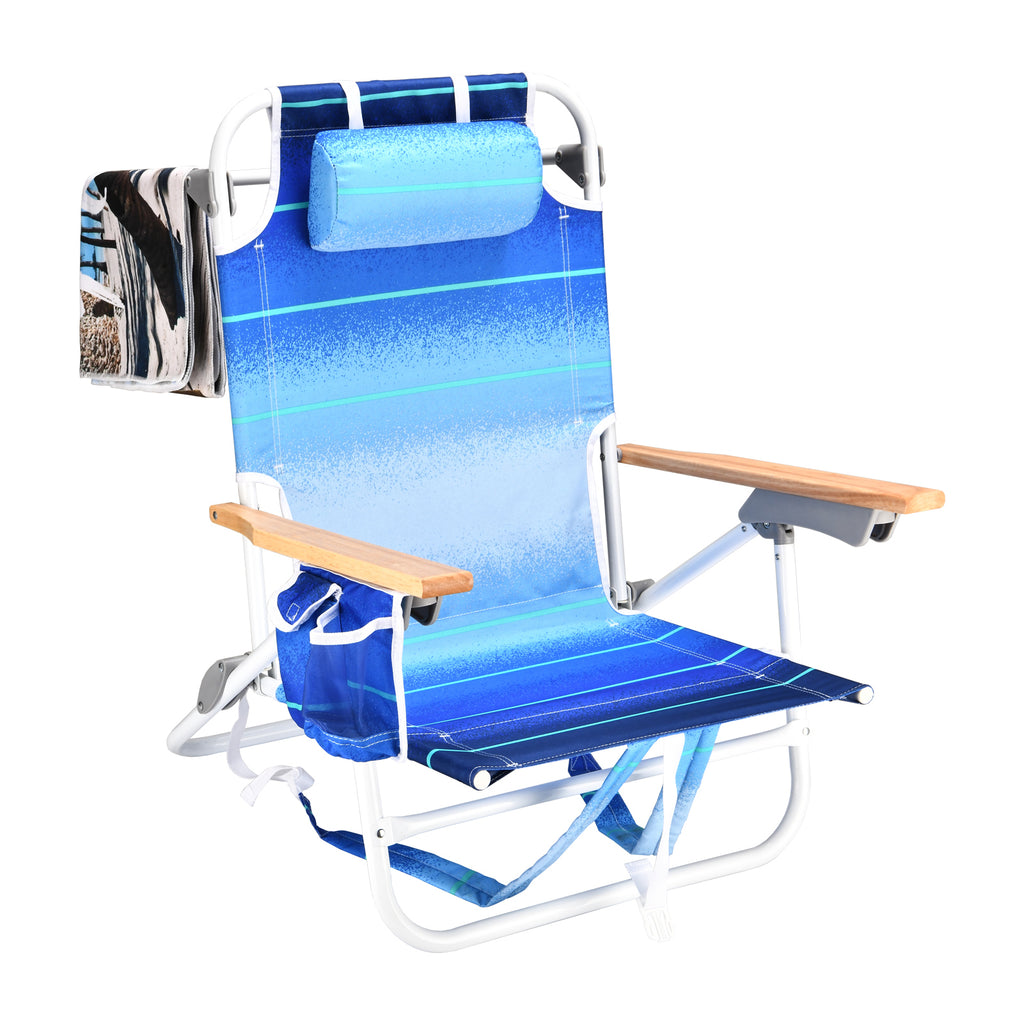 Leoglint 1PCS Outdoor Chair Backpack Beach Chairs for Adults Beach towel backpack beach chairs for adults 5 position chair with pouch folding lightweight positions back pack 13 inch high