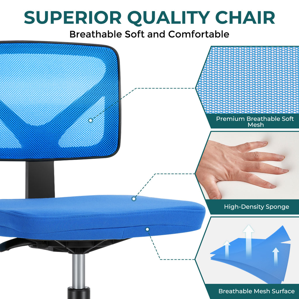 Leoglint Sweetcrispy Armless Desk Chair Small Home Office Chair with Lumbar Support