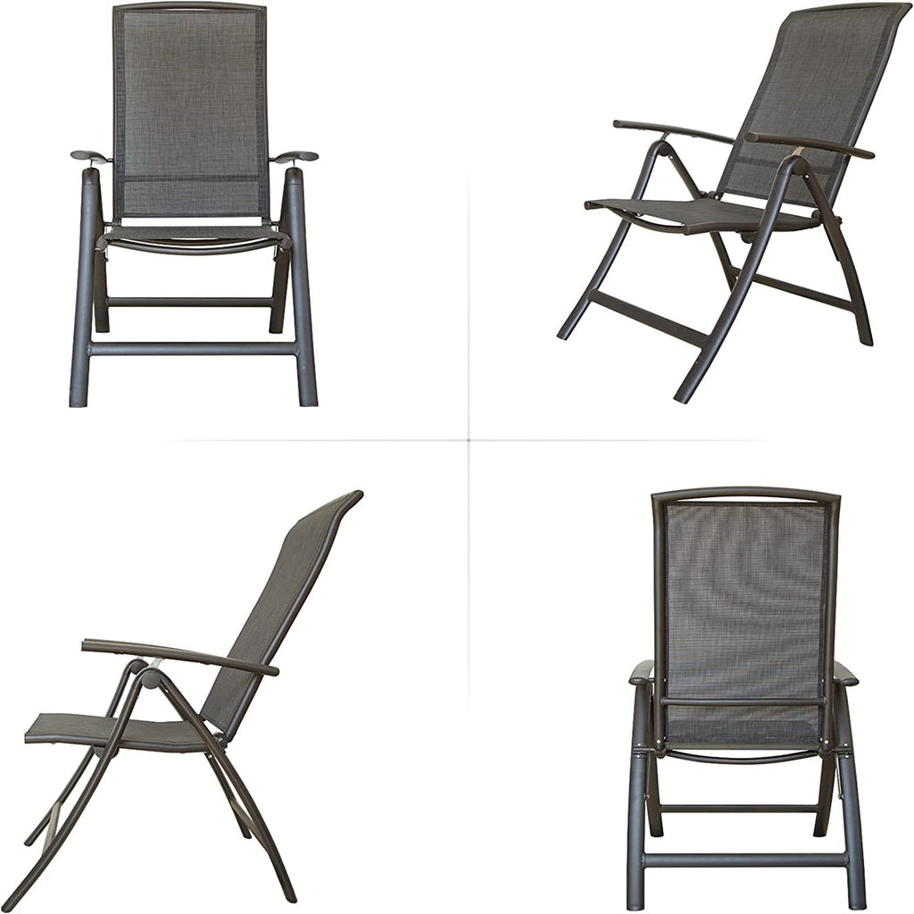 Leoglint Folding Patio Outdoor Chairs Set of 2, Aluminium Frame Reclining Sling Lawn Chairs with Adjustable High Backrest, Patio Dining Chairs for Outdoor, Camping,Porch,Balcony(Textilene Fabric,2 Chairs)