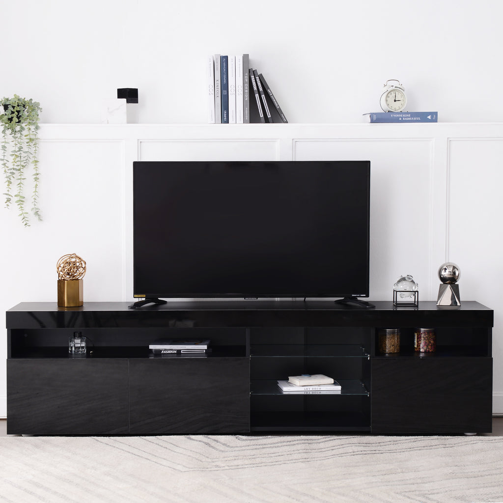 Leoglint Modern Design TV Stands for TVs up to 80'', LED Light Entertainment Center, Media Console with Multi-Functional Storage, TV cabinet for Living room,Bedroom, Home Theatre