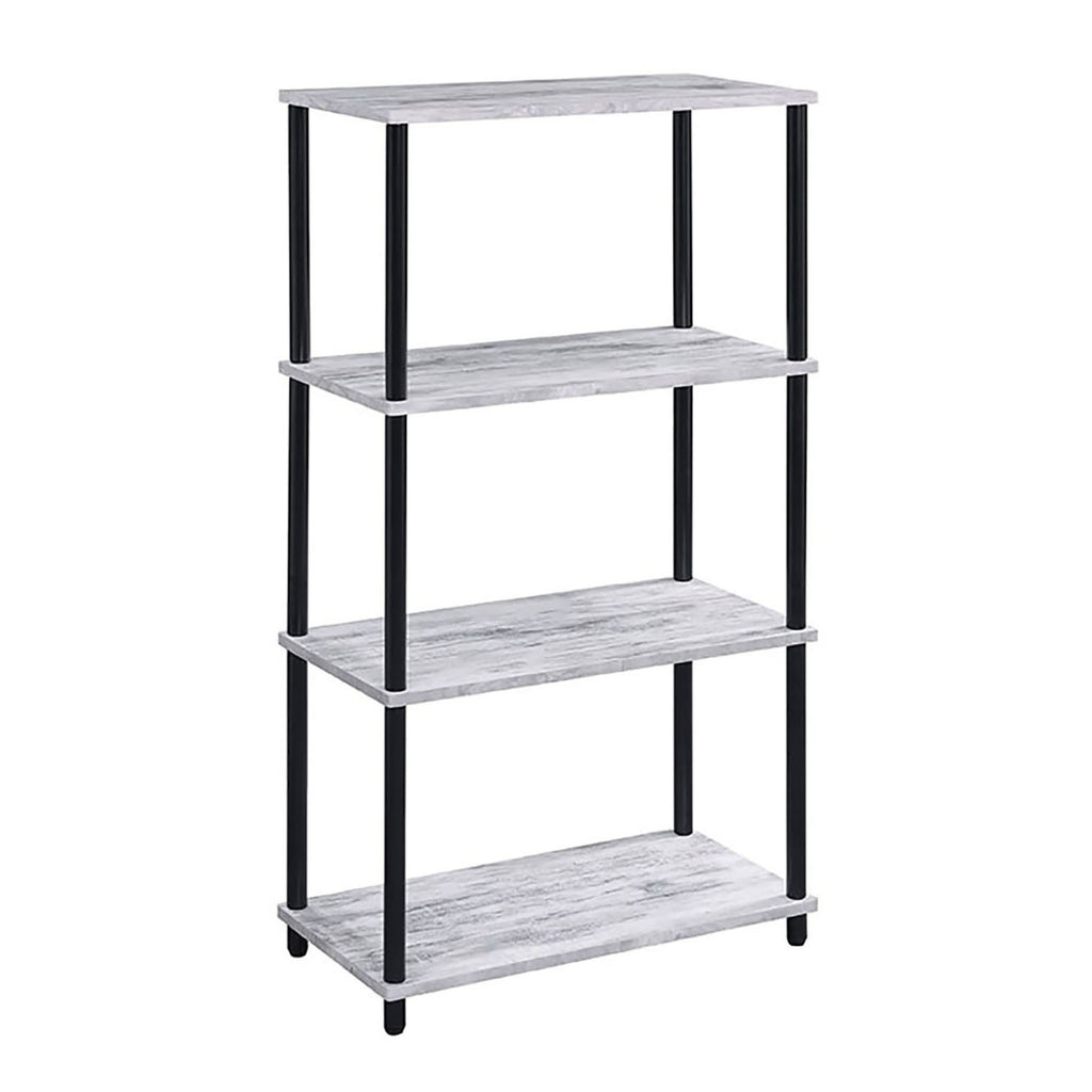 Leoglint Antique White and Black Bookshelf with 4 Shelf