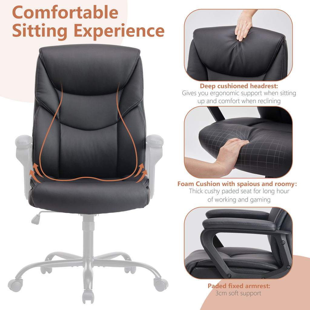 Leoglint Sweetcrispy Home Office Chair Ergonomic PU Leather Desk Chair with Armrests