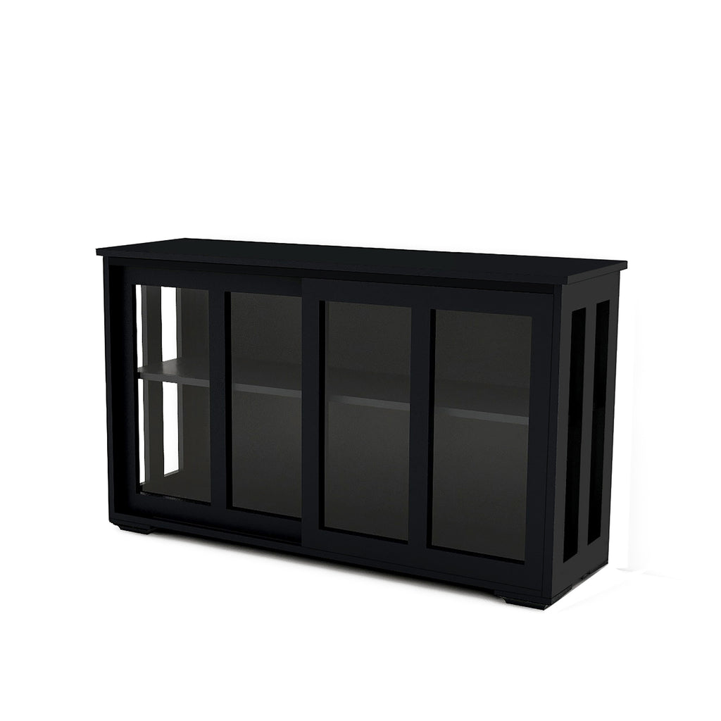 Leoglint Sideboard Kitchen Storage Stand Cupboard With Glass Door-Black