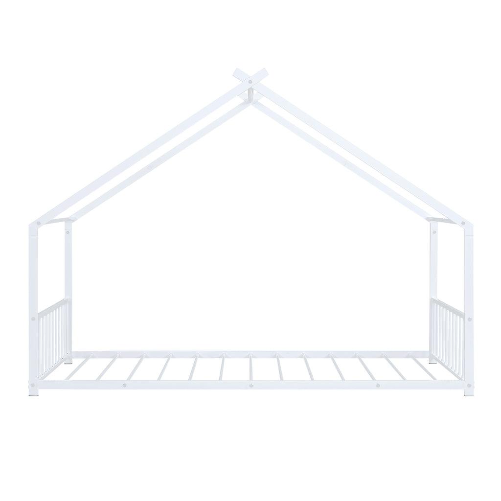 Leoglint Twin Size Metal House Bed Frame, White