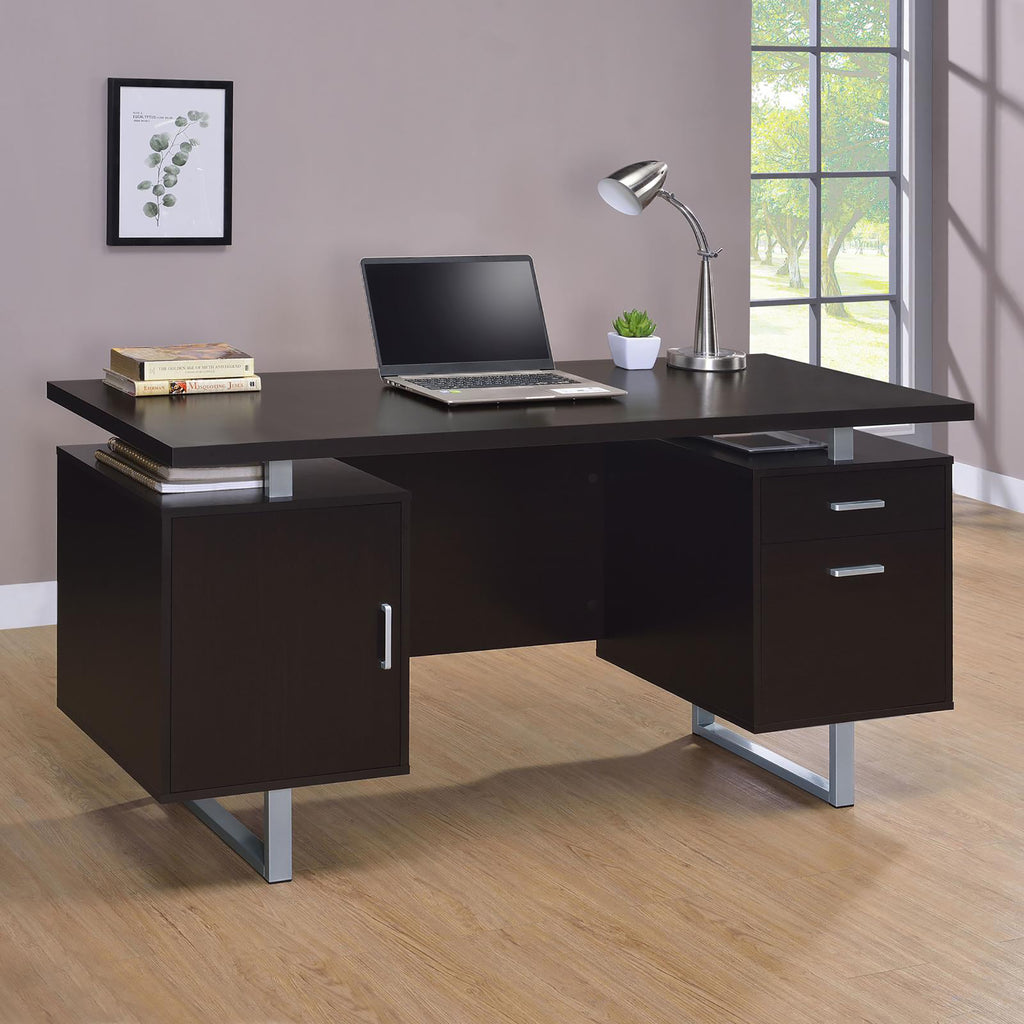 Leoglint Cappuccino 2-drawer Floating Top Office Desk