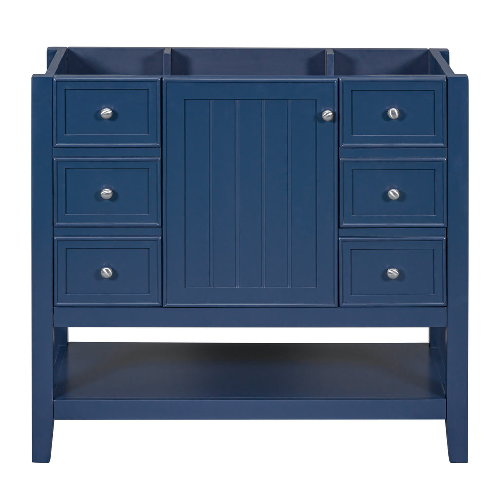 Leoglint 36" Bathroom Vanity without Sink, Cabinet Base Only, One Cabinet and three Drawers, Blue