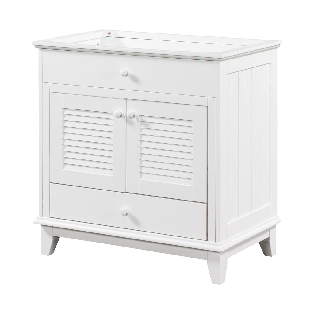 Leoglint 30" Bathroom Vanity Base without Sink, Bathroom Cabinet with Two Doors and One Drawer, White