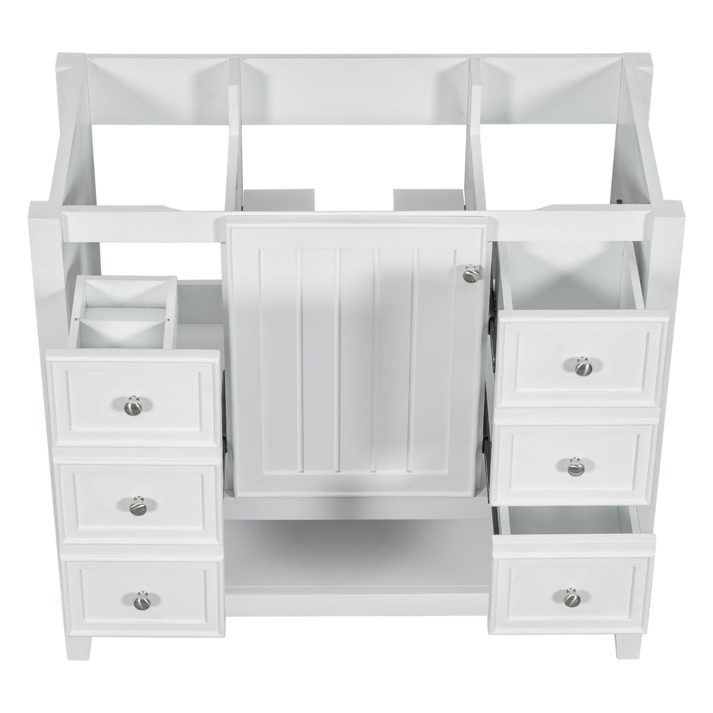 Leoglint 36" Bathroom Vanity without Sink, Cabinet Base Only, One Cabinet and three Drawers, White