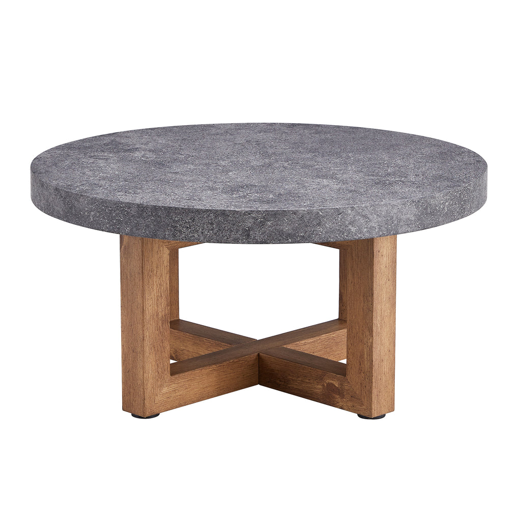 Leoglint A modern retro circular coffee table with a diameter of 31.4 inches, made of MDF material, suitable for living rooms