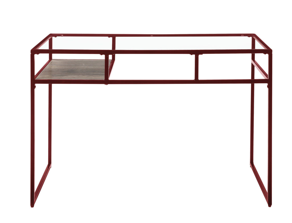 Leoglint ACME Yasin Office Desk, Red & Glass 92584