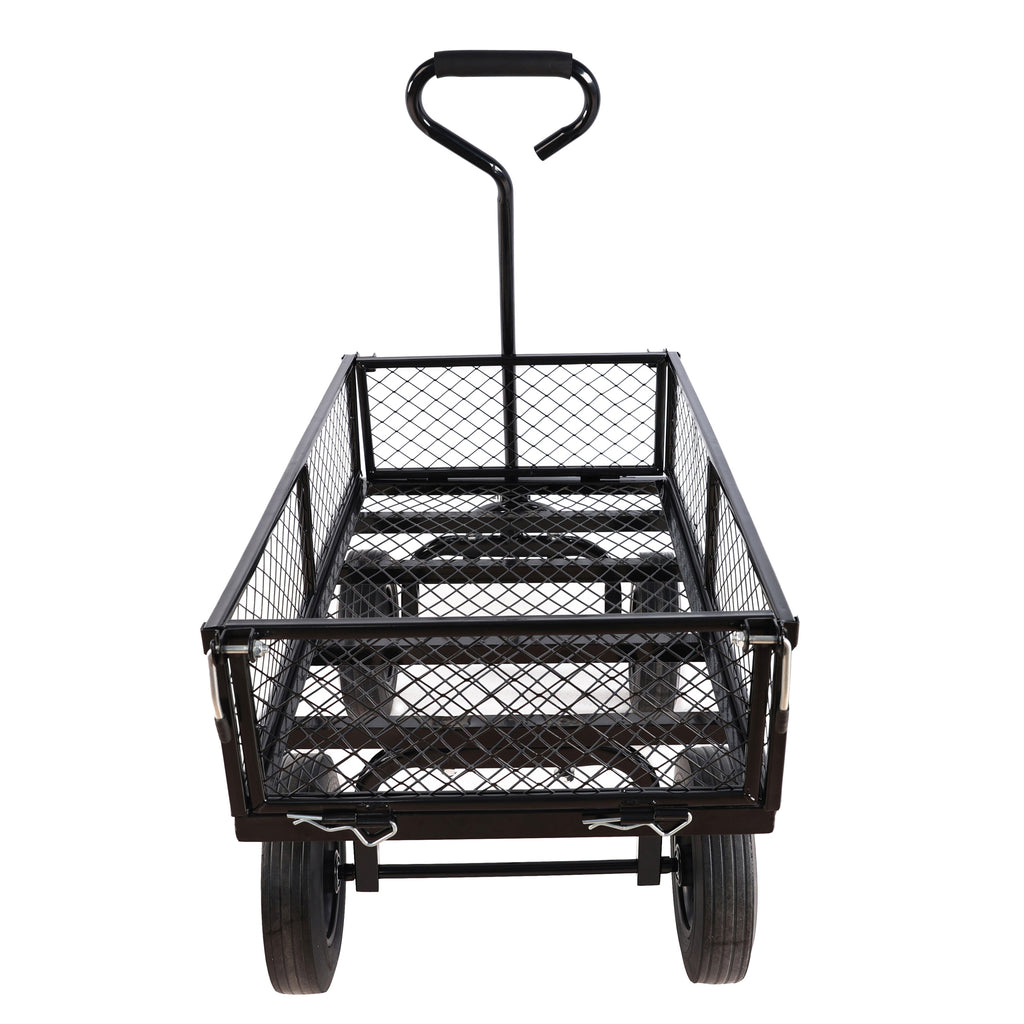 Leoglint (Black solid wheels wagon cart) Solid wheels Tools cart Wagon Cart Garden cart trucks make it easier to transport firewood