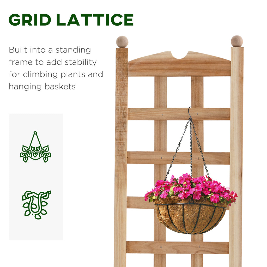 Leoglint Wooden Raised Garden Trellis Bed with Trellis, Outdoor Planter Box with Drainage Crevices for Climbing Vine Plants Flowers, 12" x 12" x 49"