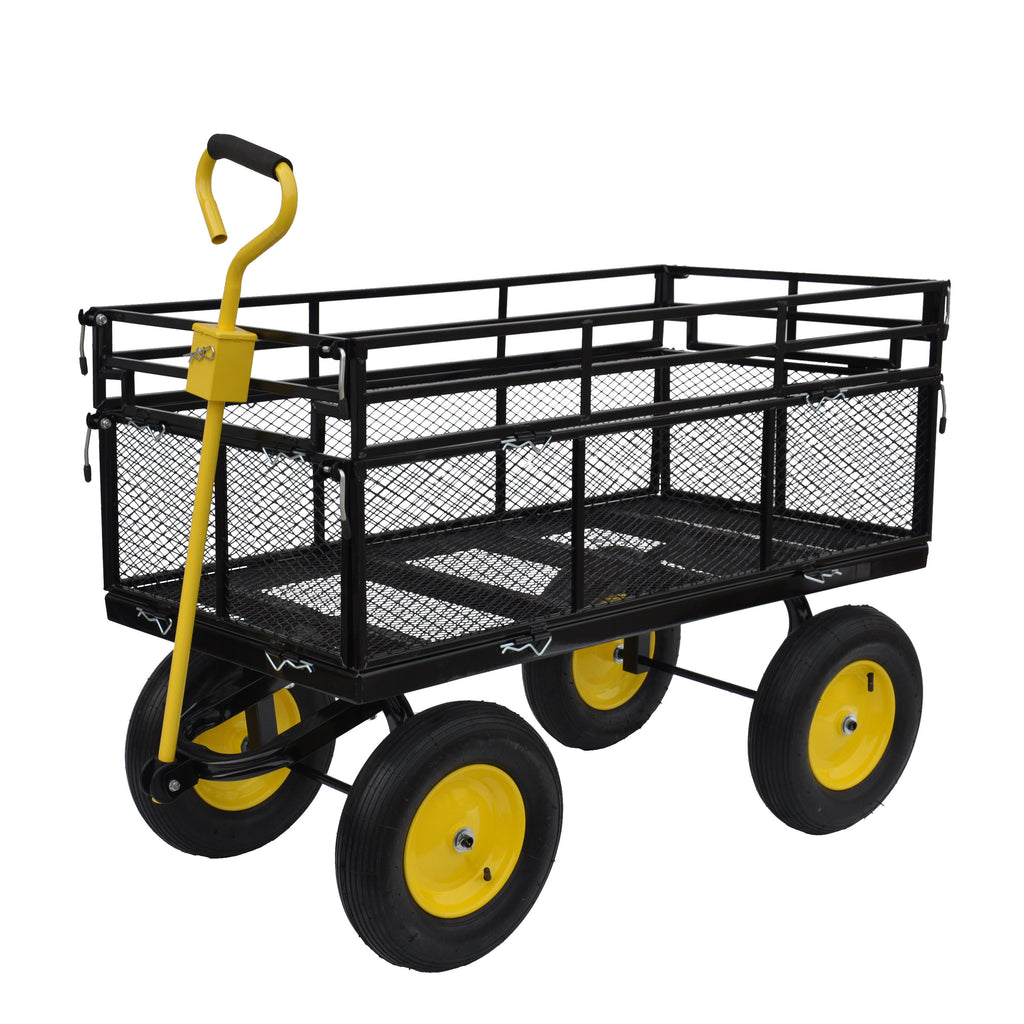 Leoglint Big Wagon Cart Garden cart trucks make it easier to transport firewood Yellow+BlackB