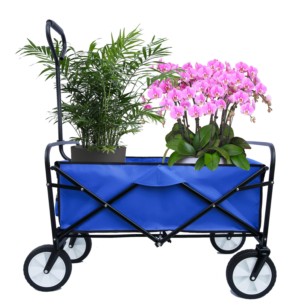 Leoglint Garden cart Folding Wagon Garden Shopping Beach Cart (Blue)