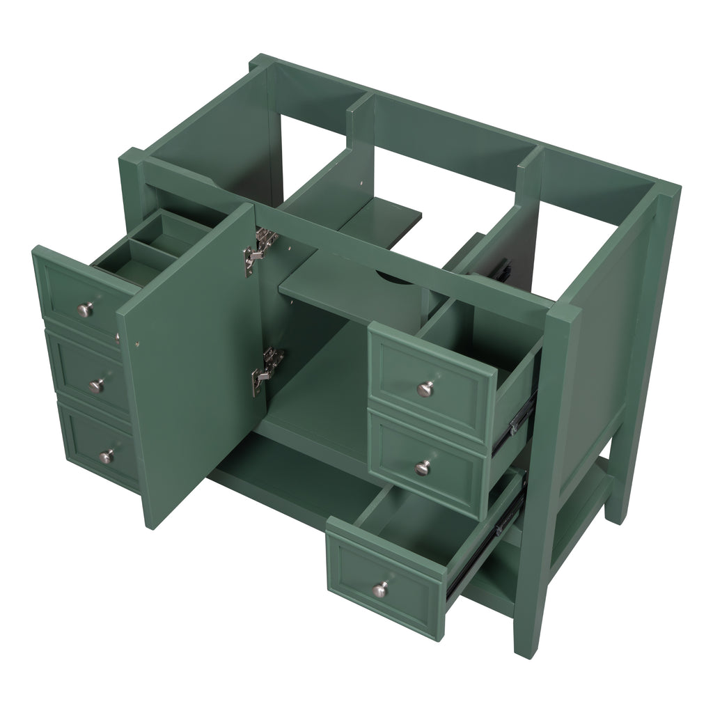 Leoglint 36" Bathroom Vanity without Sink, Cabinet Base Only, One Cabinet and three Drawers, Green