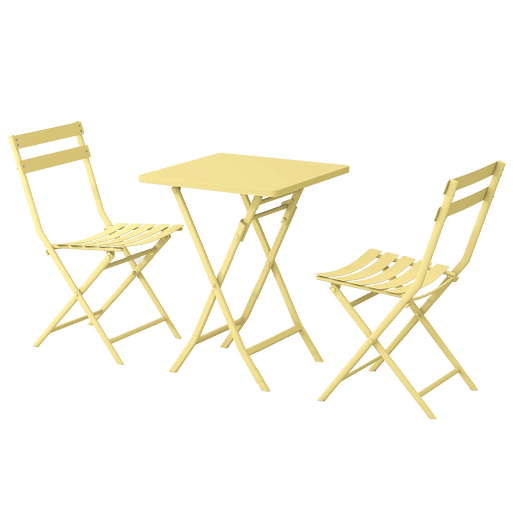 Leoglint 3 Piece Patio Bistro Set of Foldable Square Table and Chairs,Outdoor Chair, Yellow