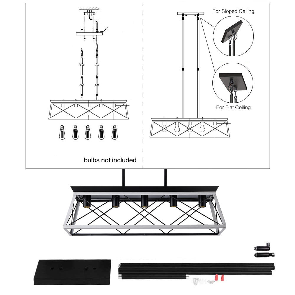 Leoglint Pendant 5-Light Farmhouse Chandeliers For Dining Room white(No Bulbs)