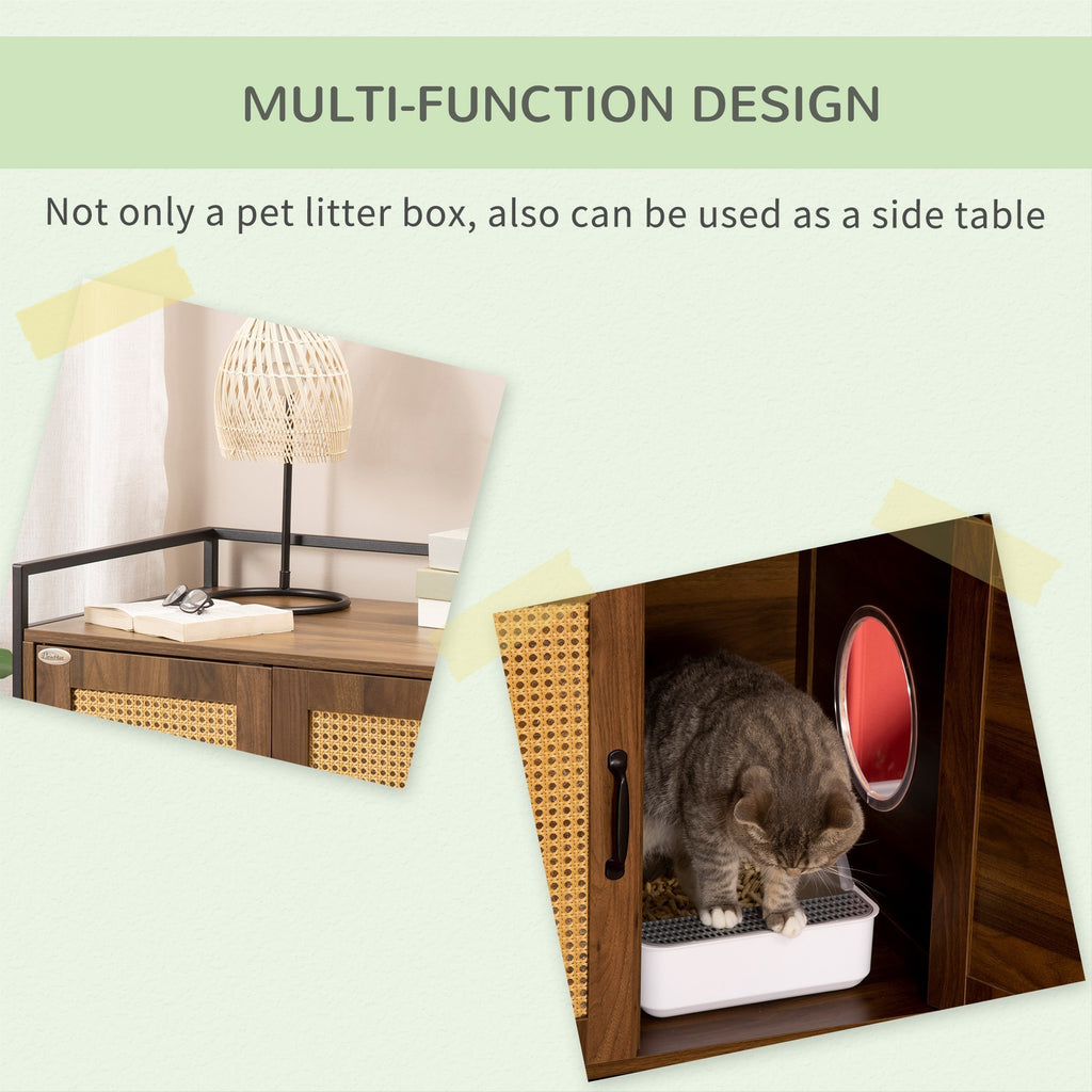 Leoglint Shelved Hidden Litter Box Enclosure with Spacious Top and Interior, Large Cat Litter House End Table for Indoor Cats with Hidden Storage Cabinet Space