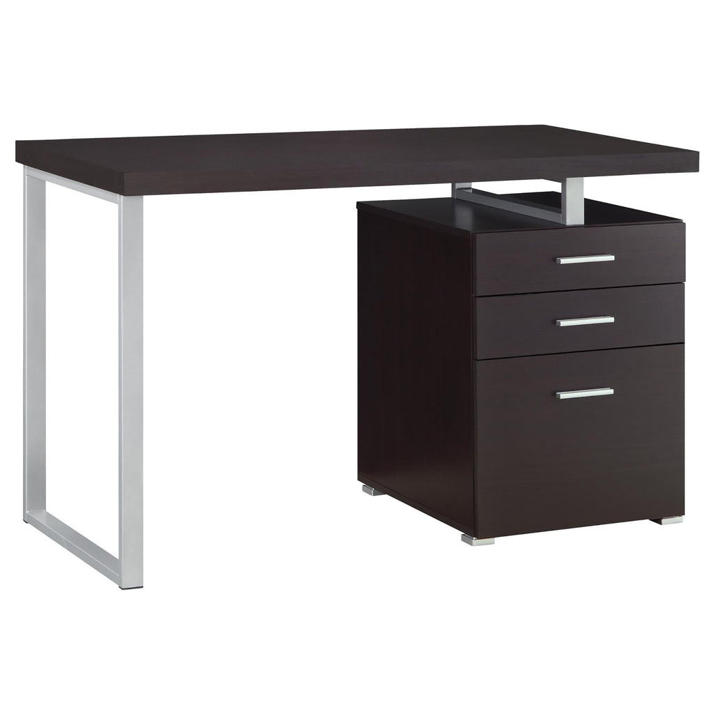 Leoglint Cappuccino 3-drawer Reversible Office Desk