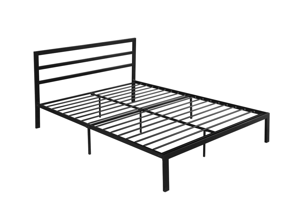 Queen Size Metal Bed Frame with Headboard Black