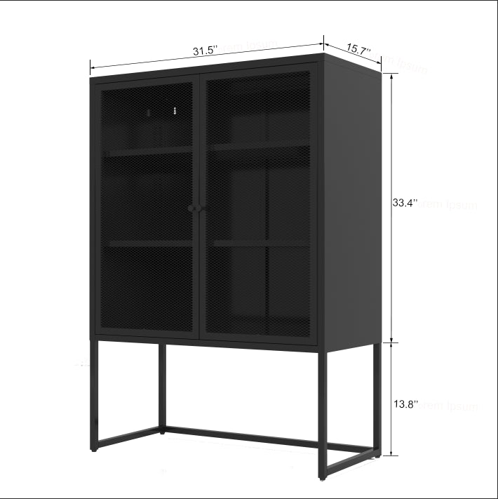 Leoglint Black Storage Cabinet with Doors, Modern Black Accent Cabinet, Free Standing Cabinet, Buffet Sideboards for Bedroom, Kitchen,Home Office