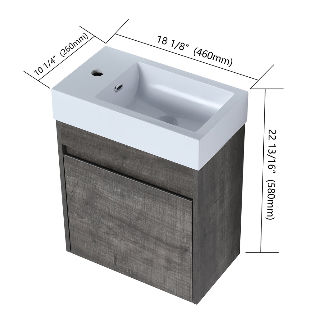 Leoglint 18'' Floating Wall-Mounted Bathroom Vanity with White Resin Sink & Soft-Close Cabinet Door