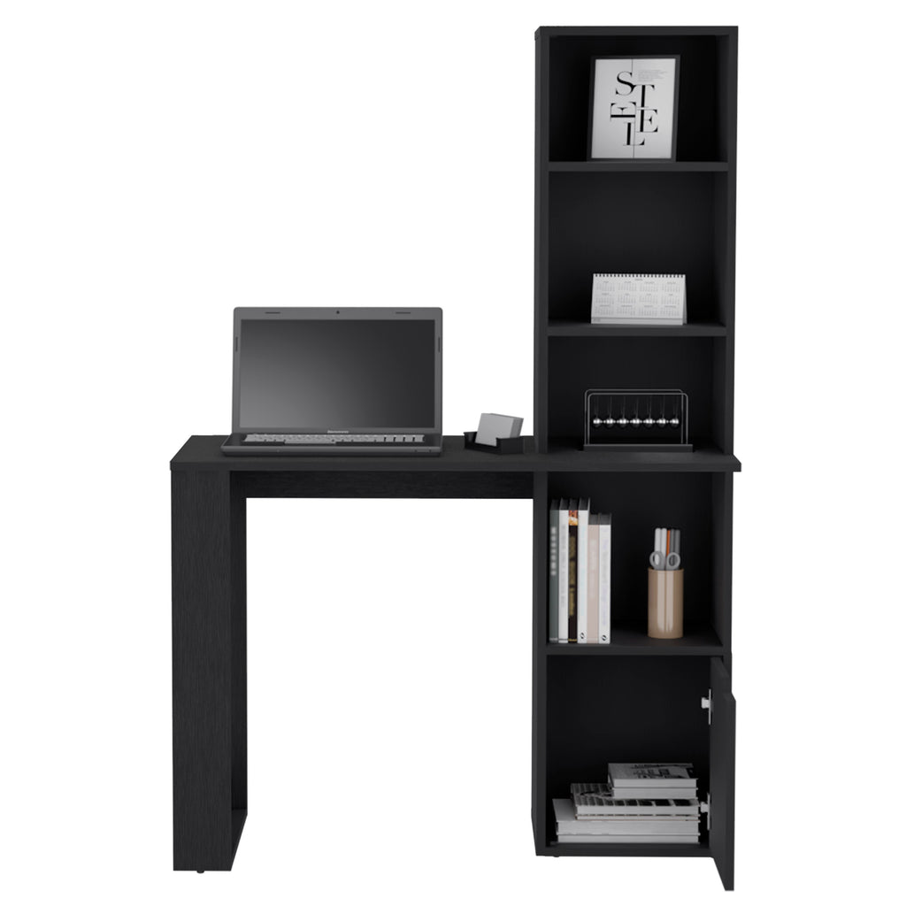 Leoglint Iowa Computer Office Desk with 1-Cabinet and 4-Tier Bookcase