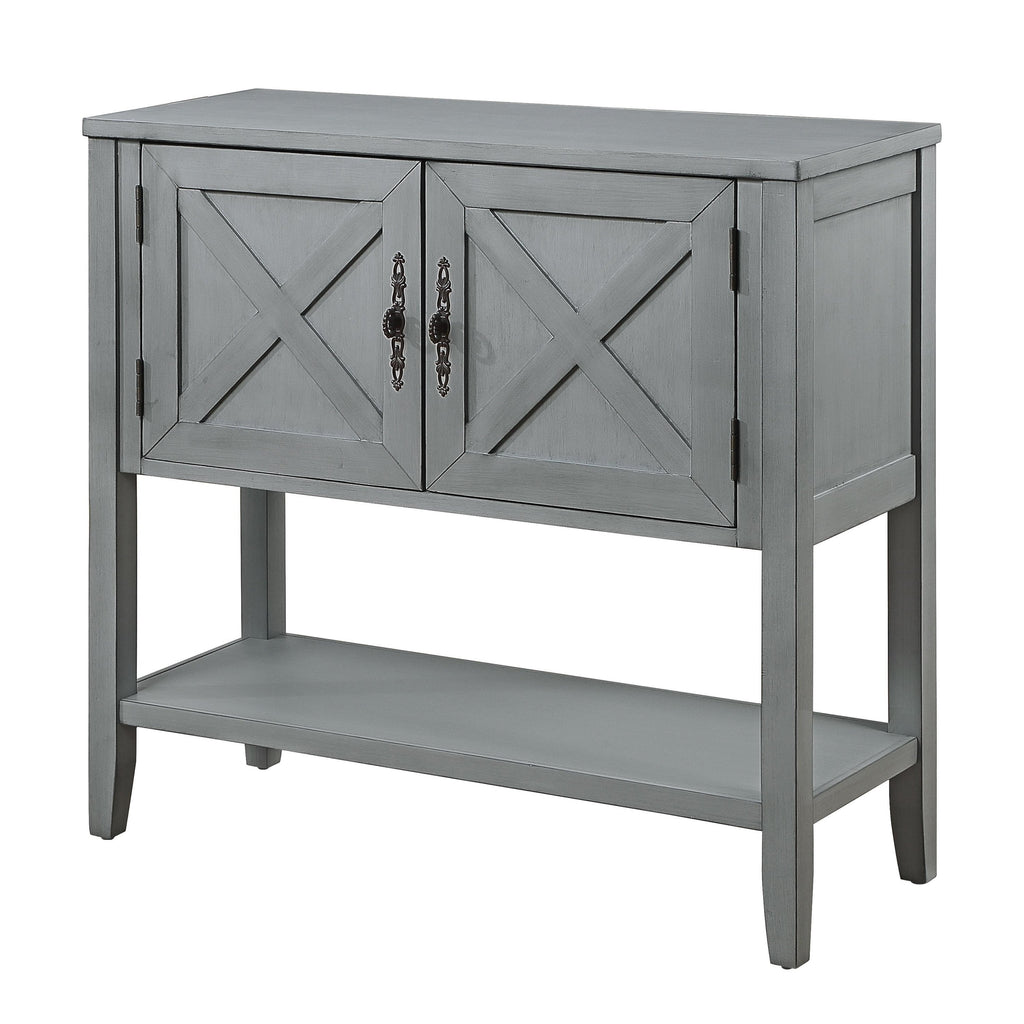 Leoglint 35''Farmhouse Wood Buffet Sideboard Console Table with Bottom Shelf and 2-Door Cabinet, for Living Room, Entryway,Kitchen Dining Room Furniture (Antique Gray)