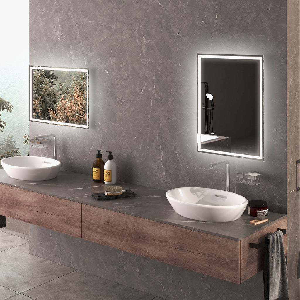 Leoglint Dimmable LED Bathroom Mirror, 3 Colors & Defogging