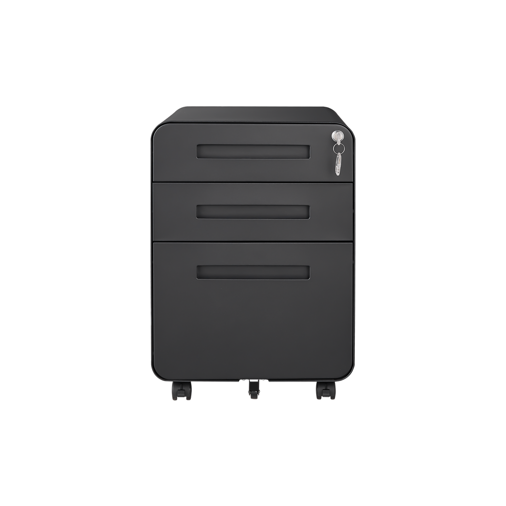 Leoglint 3 Drawer Mobile File Cabinet Under Desk Office,Simple Style Versatile Storage Cabinet for Legal/Letter/A4 Files, 5 Wheel Design Anti-Tilting Cold Rolled Steel Waterproof Moisture-Proof Black