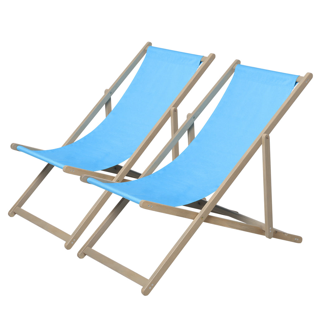 Leoglint Beach Sling Patio Outdoor Chair Set of 2,Wooden Folding Outdoor Chairs for Outside 3 Level Height Adjustable, Portable Reclining Beach Chair