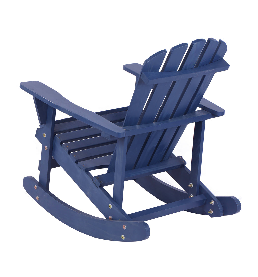 Leoglint Adirondack Rocking Outdoor Chair Solid Wood Chairs Finish Outdoor Furniture for Patio, Backyard, Garden - Navy Blue