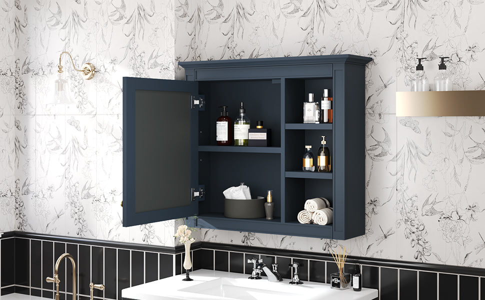 Leoglint 30'' x 28'' Medicine Cabinet, Wall Mounted Bathroom Storage Cabinet, Modern Bathroom Wall Cabinet with Mirror,Medicine Cabinet, Mirror Cabinet with 3 Open Shelves (Not Include Bathroom Vanity )