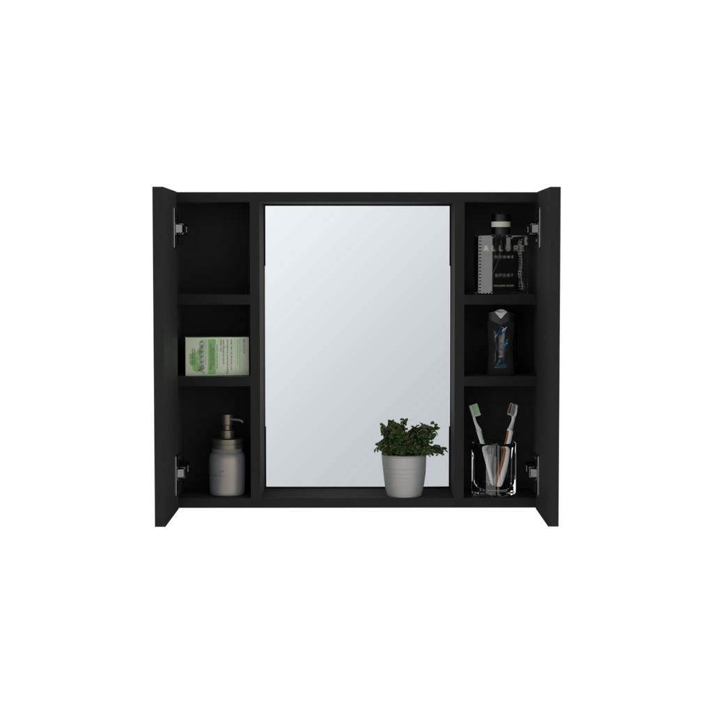 Leoglint Artemisa Medicine Cabinet, Double Door, Mirror, One External Shelf  -Black