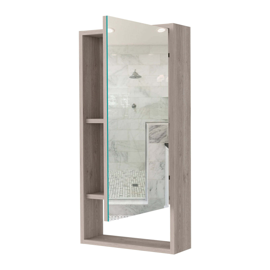 Leoglint Modesto Medicine Cabinet, One Open Shelf, Mirrored Cabinet With Two Interior Shelves