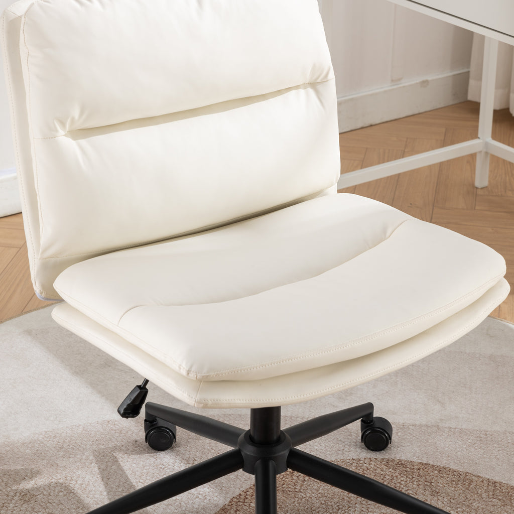 Leoglint Bizerte Adjustable Swivel Outdoor Criss-Cross Chair, Wide Seat/ Office Chair /Vanity Chair, White