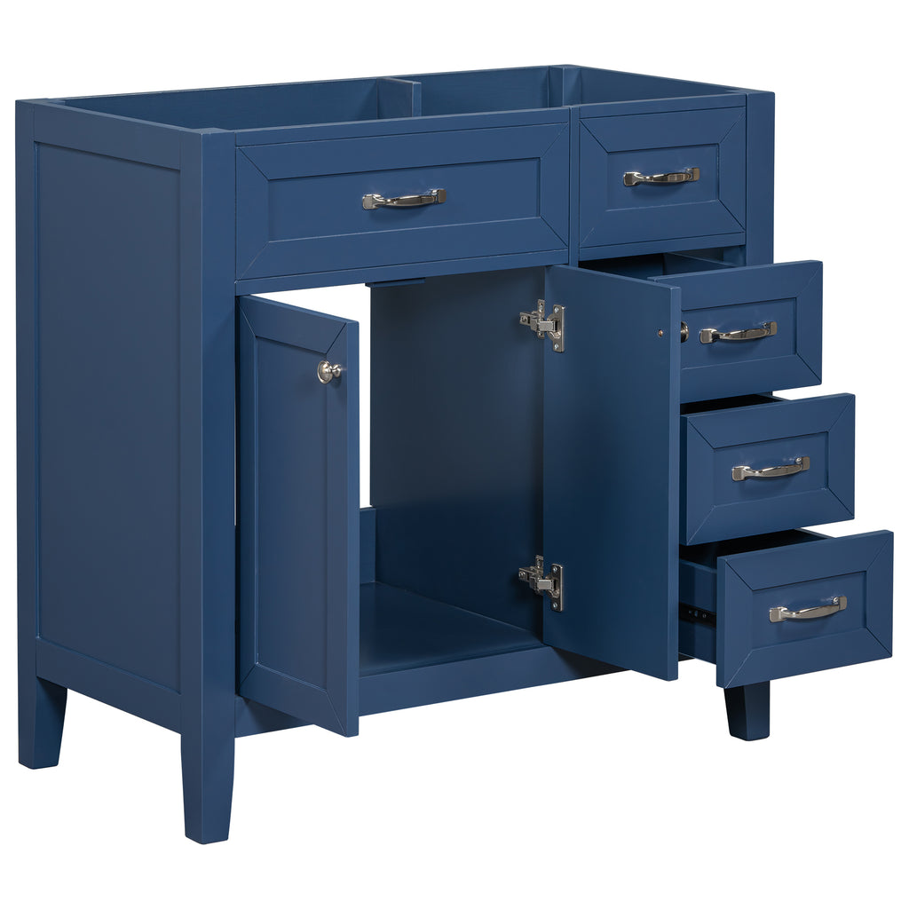 Leoglint 36" Bathroom Vanity without Sink, Cabinet Base Only, Bathroom Cabinet with Drawers, Solid Frame and MDF Board, Blue