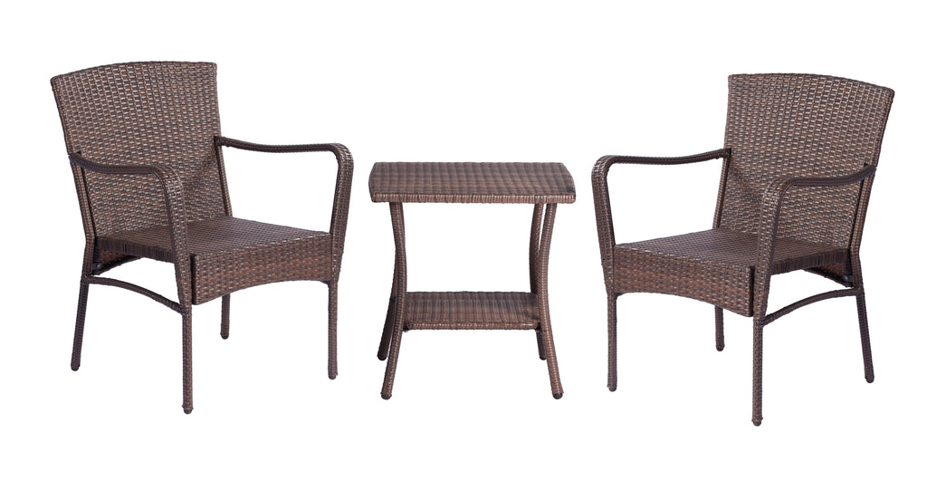 Leoglint 3 Pieces Outdoor Seating Group Furniture, PE Rattan Patio Furniture,Outdoor Chair, Wicker Patio Chairs Set, Patio Bistro Sets, Outdoor Conversation Sets - Brown