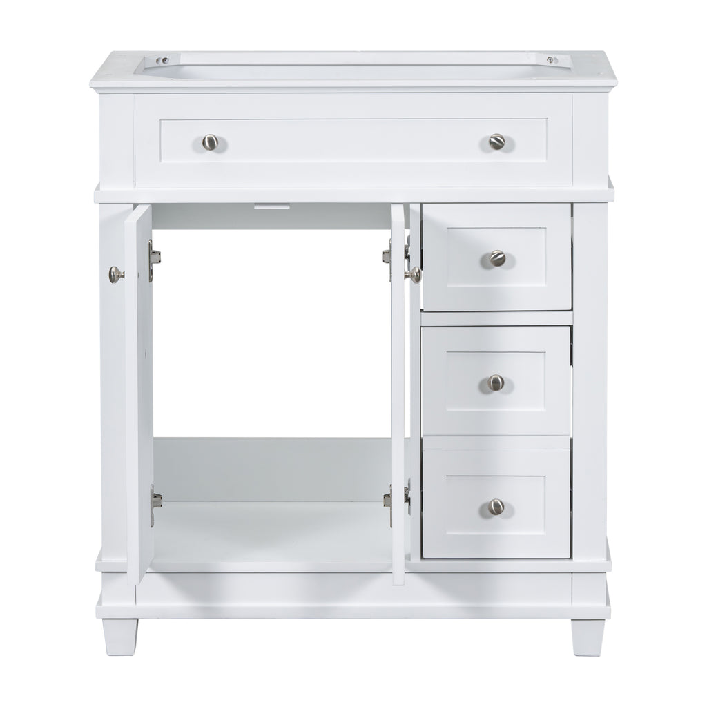 Leoglint 30" Bathroom Vanity Cabinet without Sink, Free Standing Vanity with 2 Drawers& Soft Closing Doors, Solid Wood Frame Bathroom Cabinet, White (NOT INCLUDE SINK)