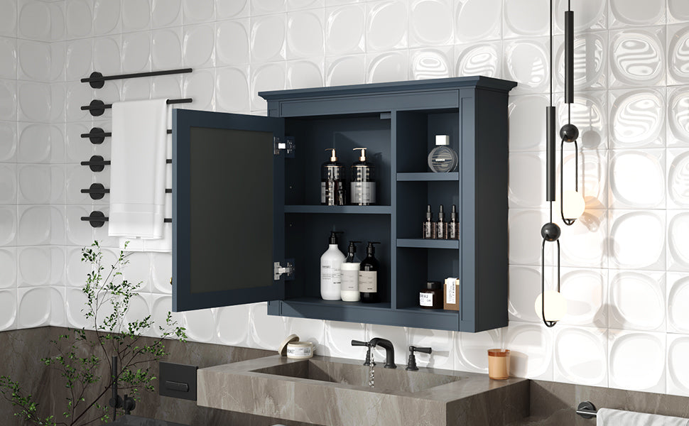 Leoglint 30'' x 28'' Medicine Cabinet, Wall Mounted Bathroom Storage Cabinet, Modern Bathroom Wall Cabinet with Mirror,Medicine Cabinet, Mirror Cabinet with 3 Open Shelves (Not Include Bathroom Vanity )