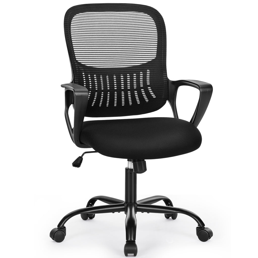 Leoglint Sweetcrispy Ergonomic Office Chair Home Desk Mesh Chair with Fixed Armrest Executive Computer Chair with Soft Foam Seat Cushion