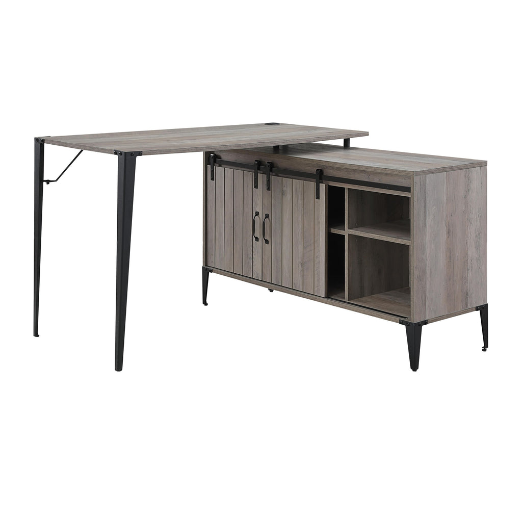 Leoglint ACME Zakwani Writing Office Desk, Gray Oak & Black Finish OF00009