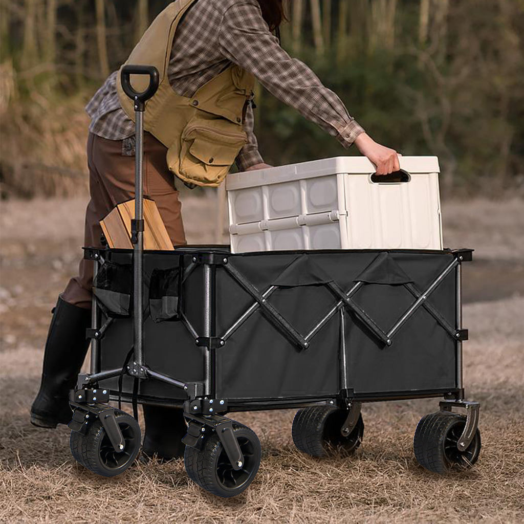 Leoglint Garden cart Collapsible Folding Wagon, Push Pull Foldable Beach Wagon Cart