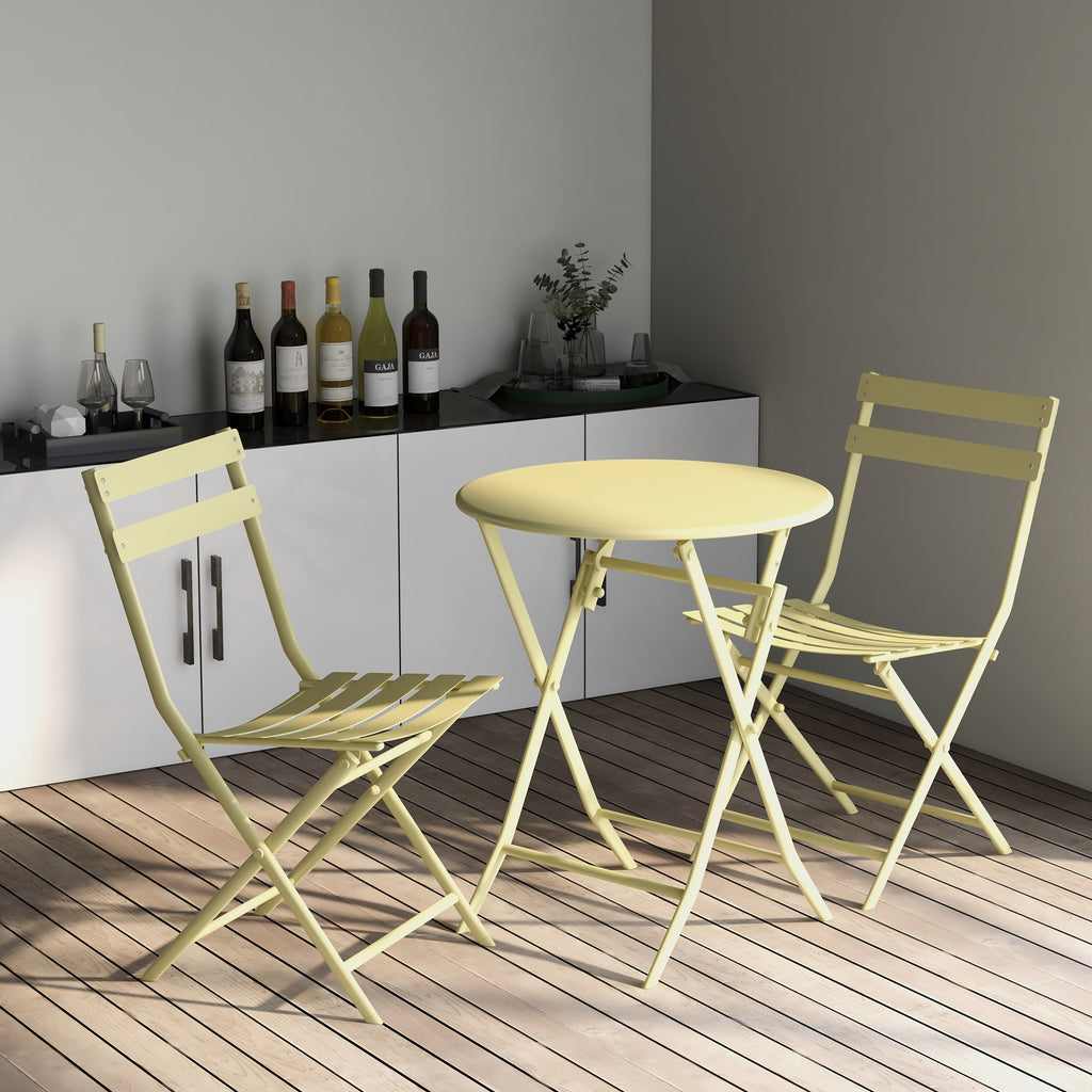 Leoglint 3 Piece Patio Bistro Set of Foldable Round Table and Chairs,Outdoor Chair Yellow