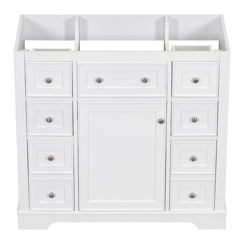 Leoglint 36" Bathroom Vanity without Sink, Cabinet Base Only, One Cabinet and Six Drawers, White