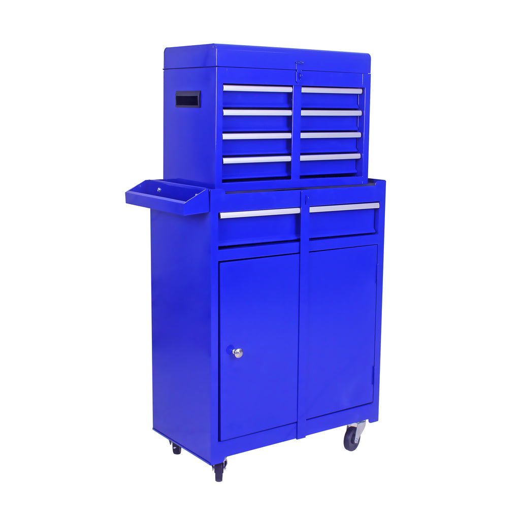 Leoglint Detachable 5 Drawer Tool Chest with Bottom Cabinet and One Adjustable Shelf--Blue