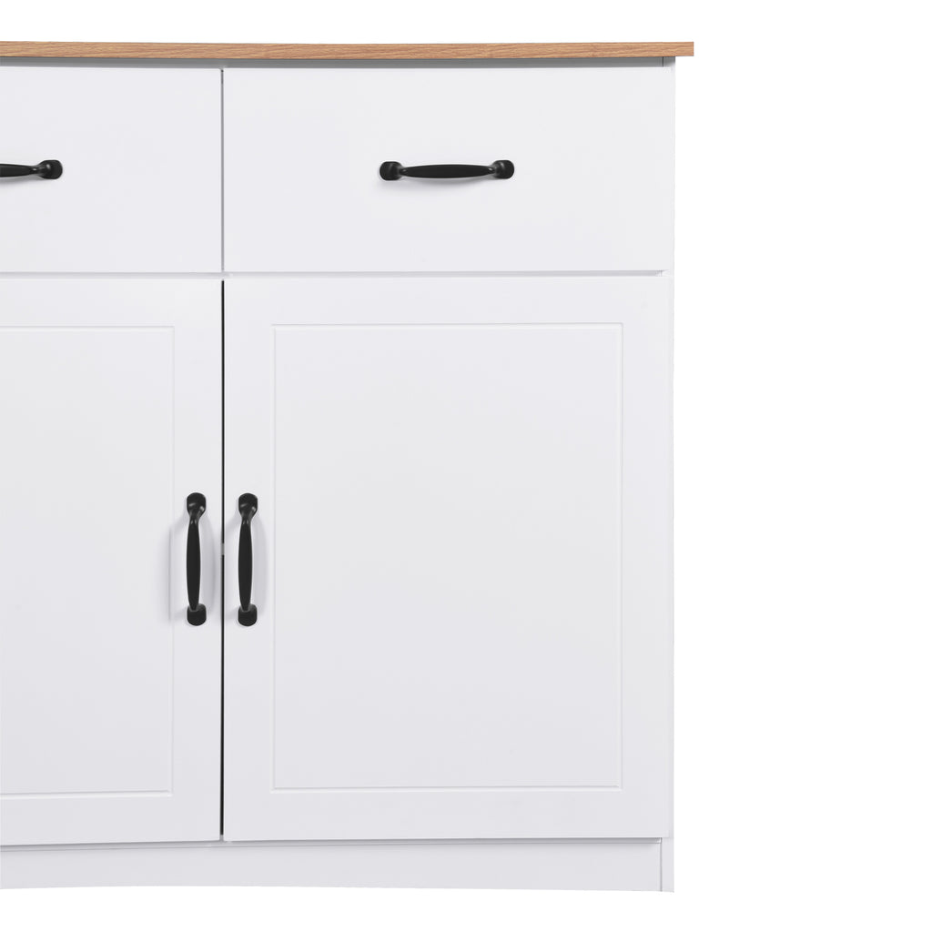 Leoglint White Buffet Cabinet with Storage, Kitchen Sideboard with 3 Doors and 3 Drawers, Coffee Bar Cabinet, Storage Cabinet Console Table for Living Room